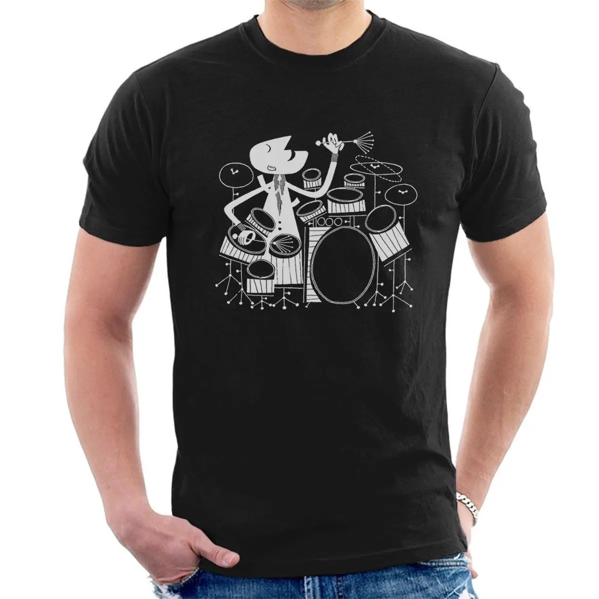 

Funny Design Jazz Soft Style Drums Cubiem Drummer T-Shirt. Summer Cotton O-Neck Short Sleeve Men's T Shirt New Size S-3XL