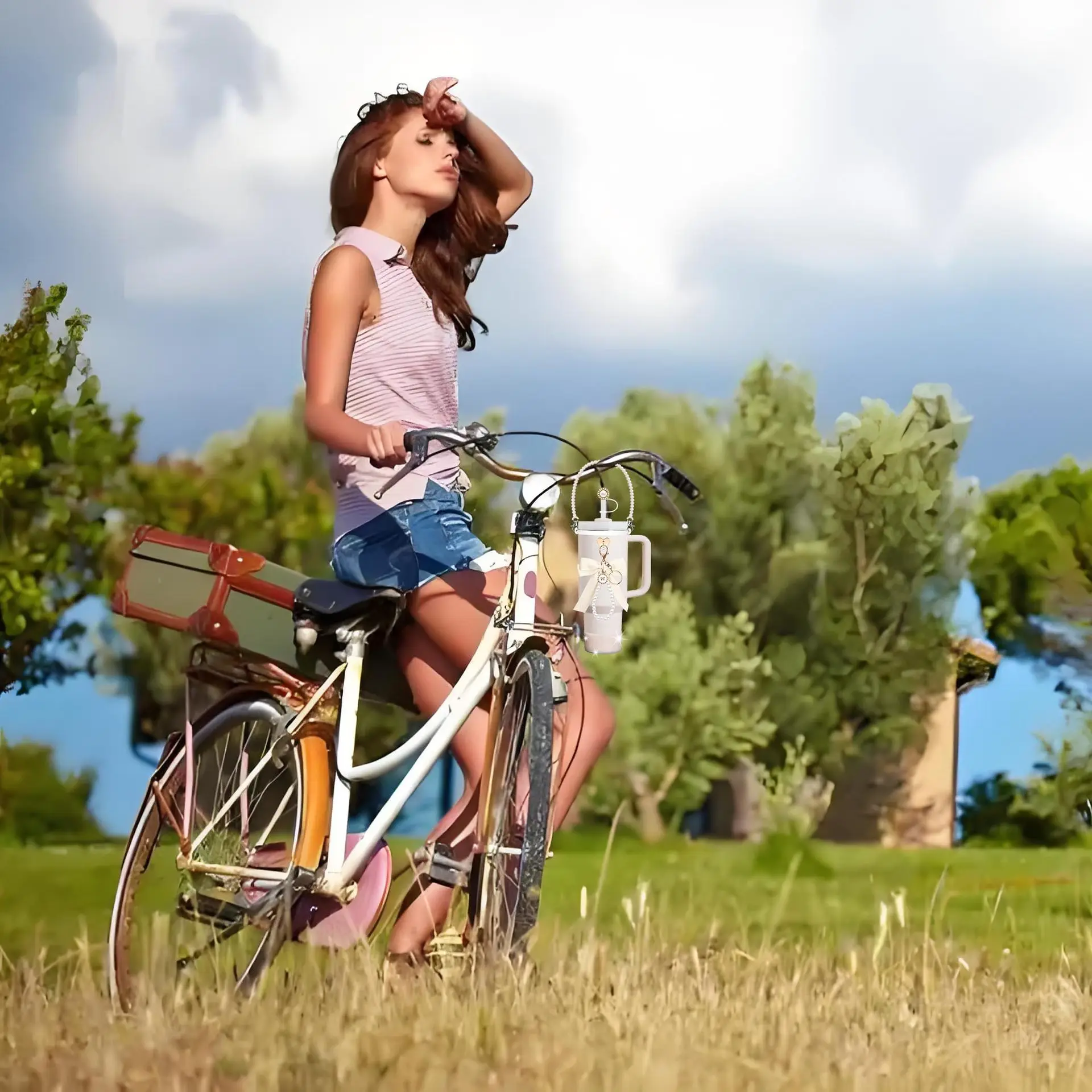 Противоскользящий чехол с соломенной крышкой подвеска-цепочка аксессуары