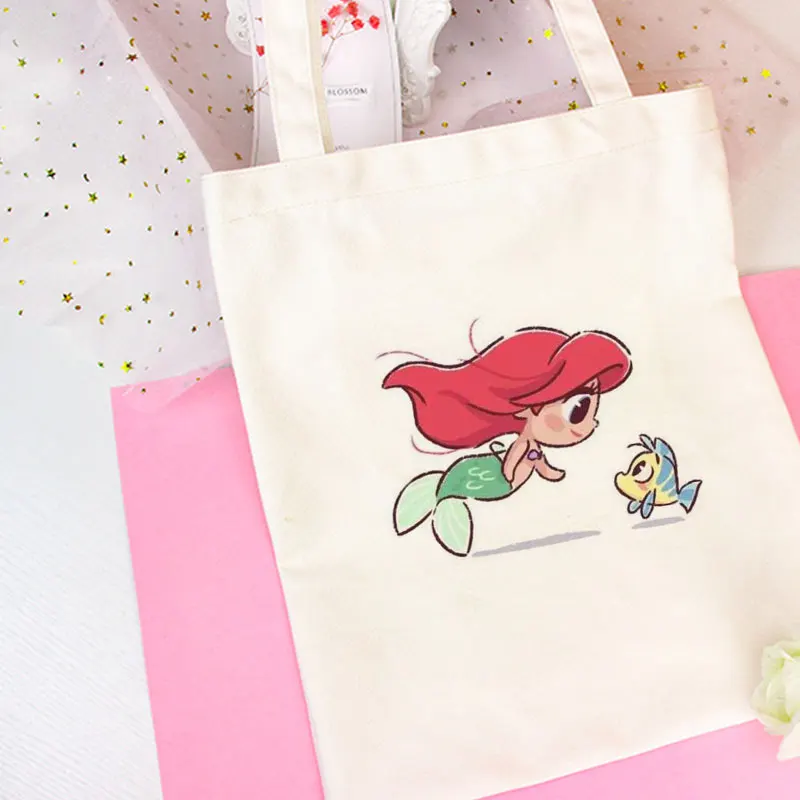 

Корейская милая сумочка, забавная летняя новая вместительная Повседневная Милая женская сумка в стиле «Принцесса русалки», холщовые сумки ...