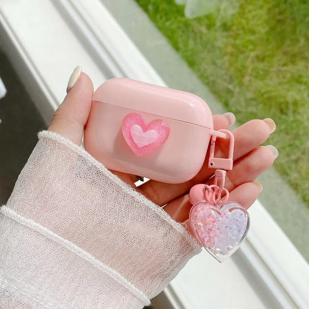 

3D Love Heart Silicone Earphone Case For Airpods Pro Headphone Accessories Protective Box For Airpods 2 3 1 Cover With Key Chain