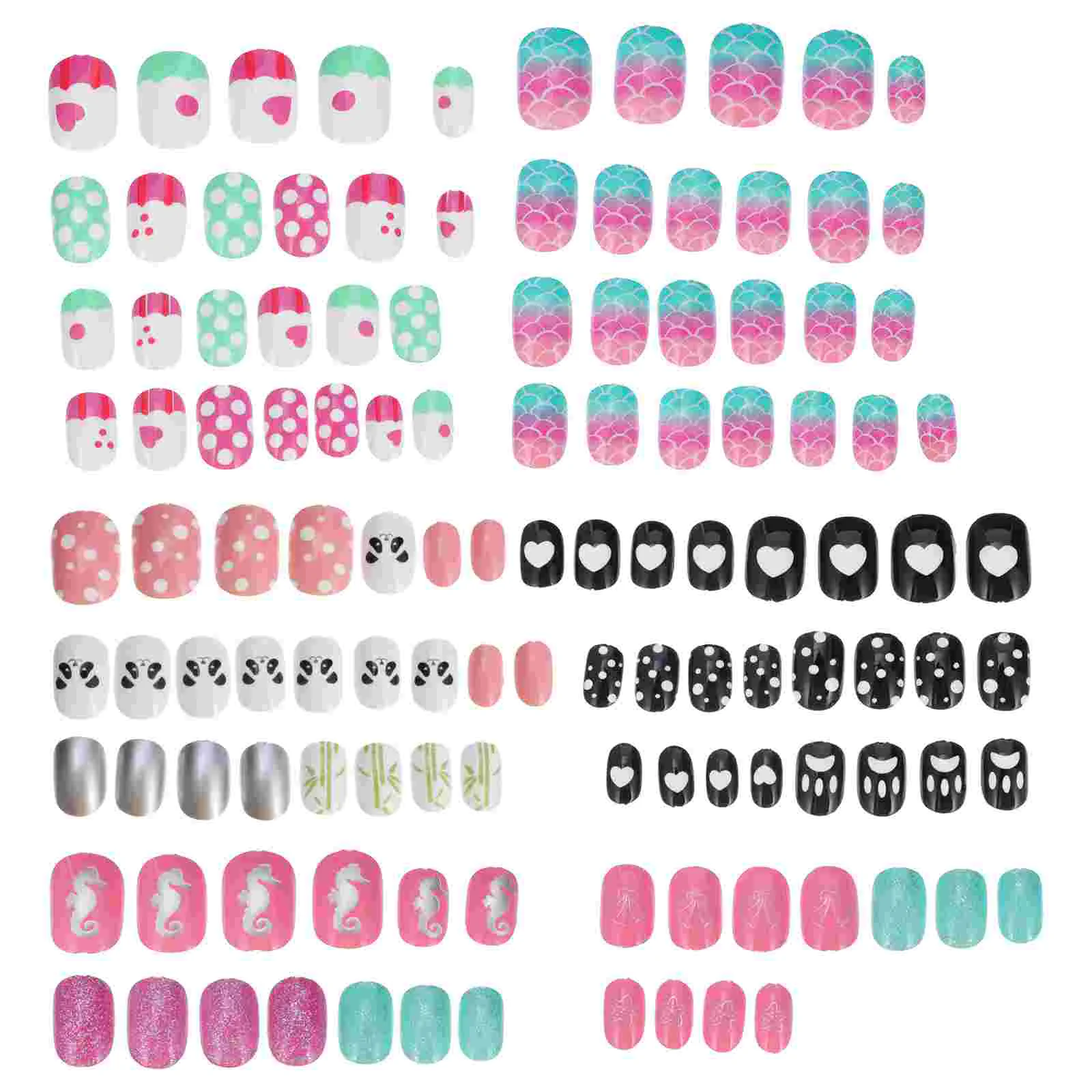 

Nail False Nails Fake Kids Artificial Short Tips Children Tip Cover Full Girlspress Fingernails Fingernailkits Cute Glue Pre