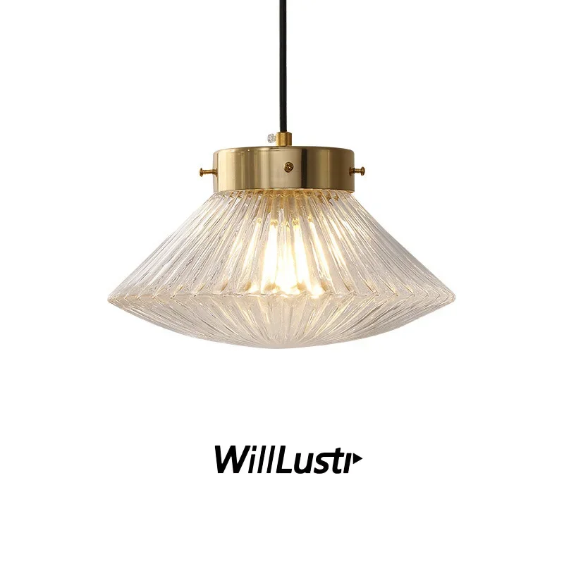 Ретро Подвесная лампа из прозрачного белого стекла металлическая подвеска