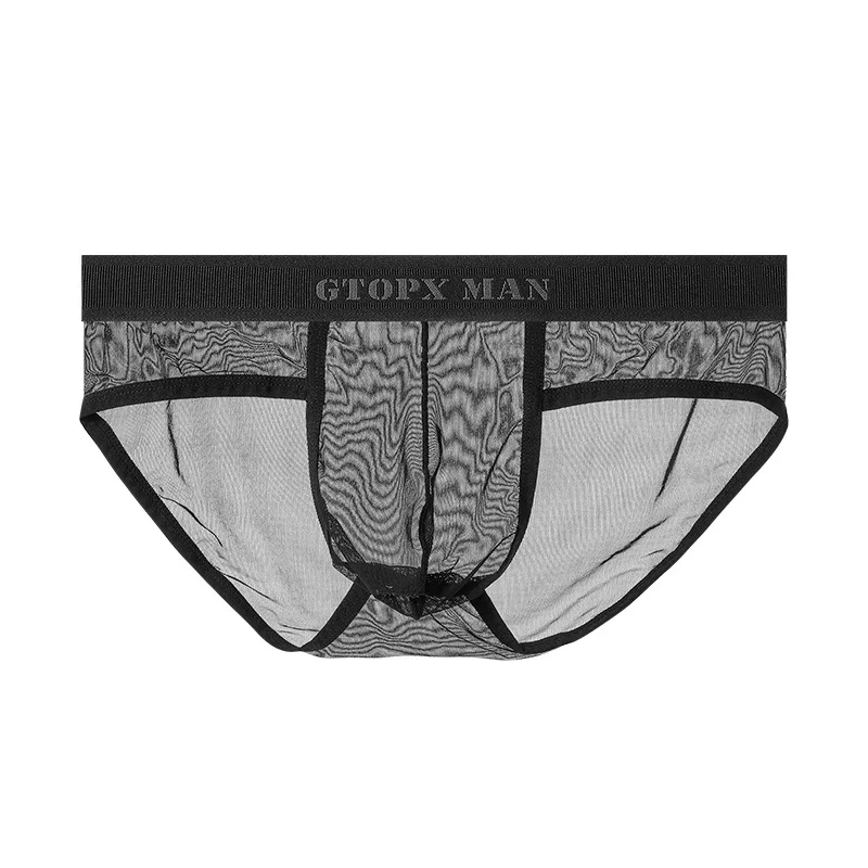 

2023 Brand Men's Sexy Underwear Low Waist Ice Silk Briefs Translucent Skinny Breathable Briefs Male Gauze Underpants