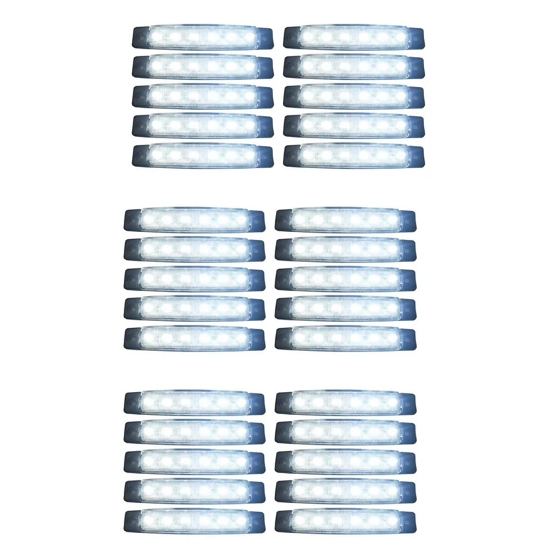 

30 Pieces 24V Tail 6 SMD LED Side Indicator Indicators Rear Lamp White Light For Buses/Trucks/Trailers/Trucks MA565