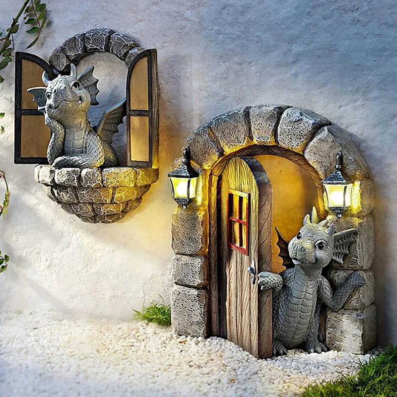 

Dinosaur decorative figurines Wall Pendant for Home Decoration Resin Craft for Garden Decoration