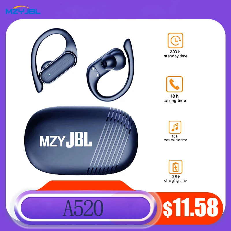 

New mzyJBL A520 Original Bluetooth Earbuds True Wireless Earphone Noise Cancelling Headphones HD Sports Headset In-Ear Handsfree