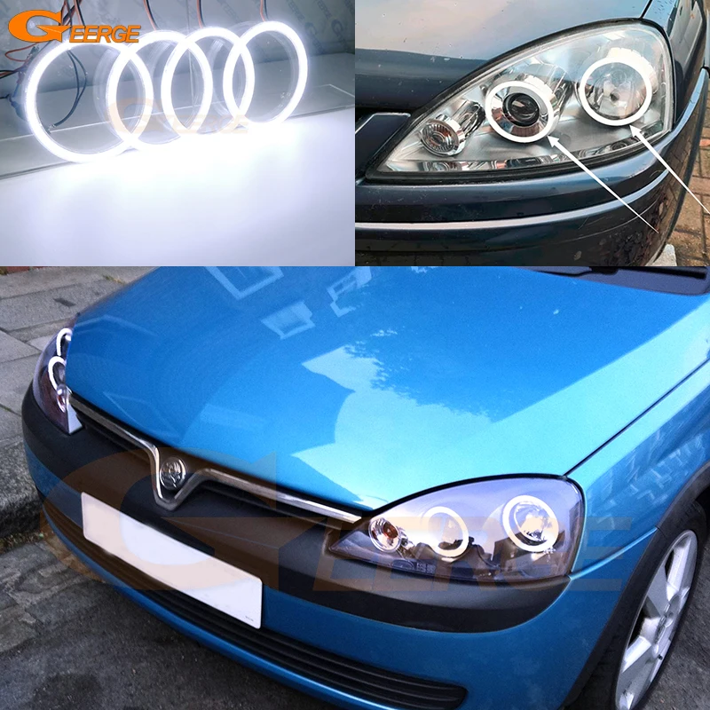 

For Opel Vauxhall Corsa C 2003 2004 2005 2006 2007 Excellent Ultra Bright COB Led Angel Eyes Kit Halo Rings Day Light