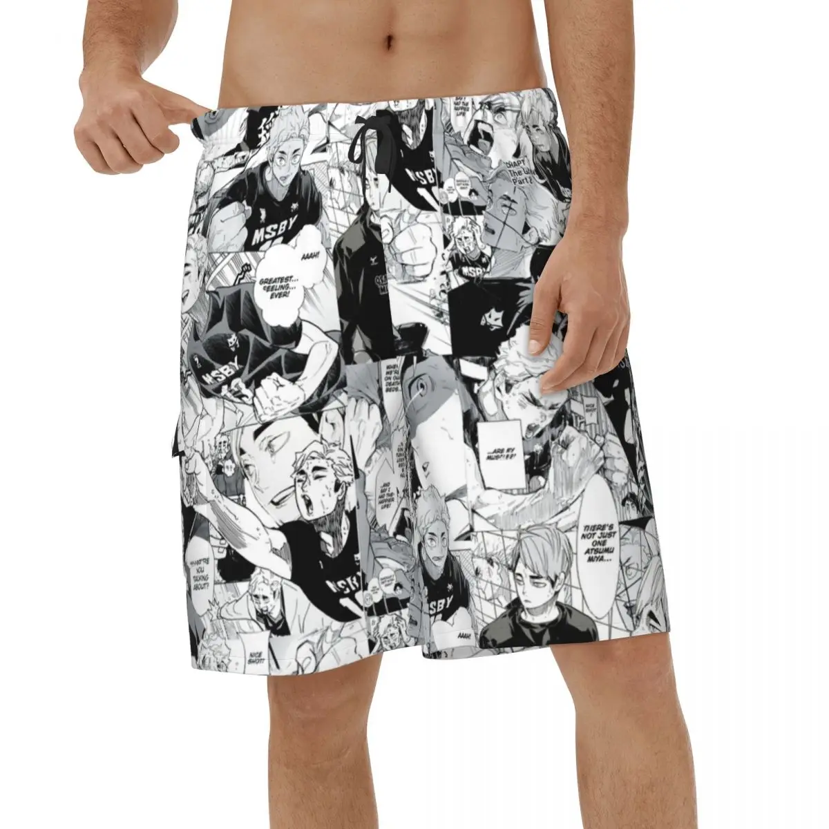 

Summer Casual Anime Haikyuu Men Beach Shorts Running Board Shorts Streetwear Vacation Miya Atsumu Swimsuits Board Shorts