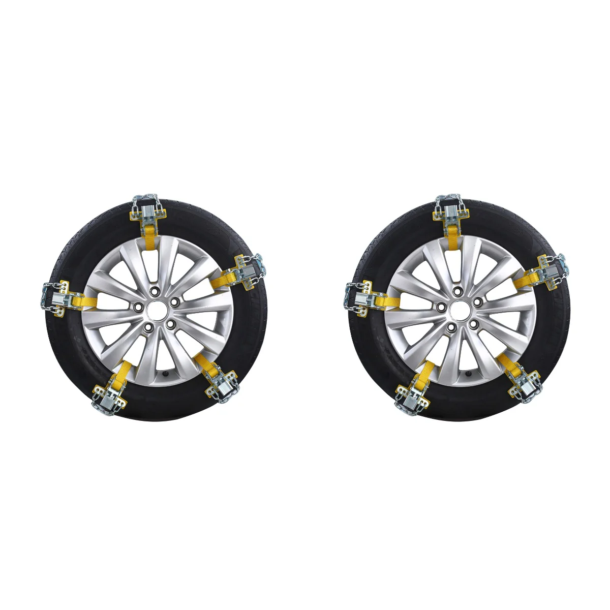 

2pcs Tire Accessories Car Snow Chain Steel Security Chain Anti-skid Emergency Tire Chain for Tire Width 205-225mm (Random Color)