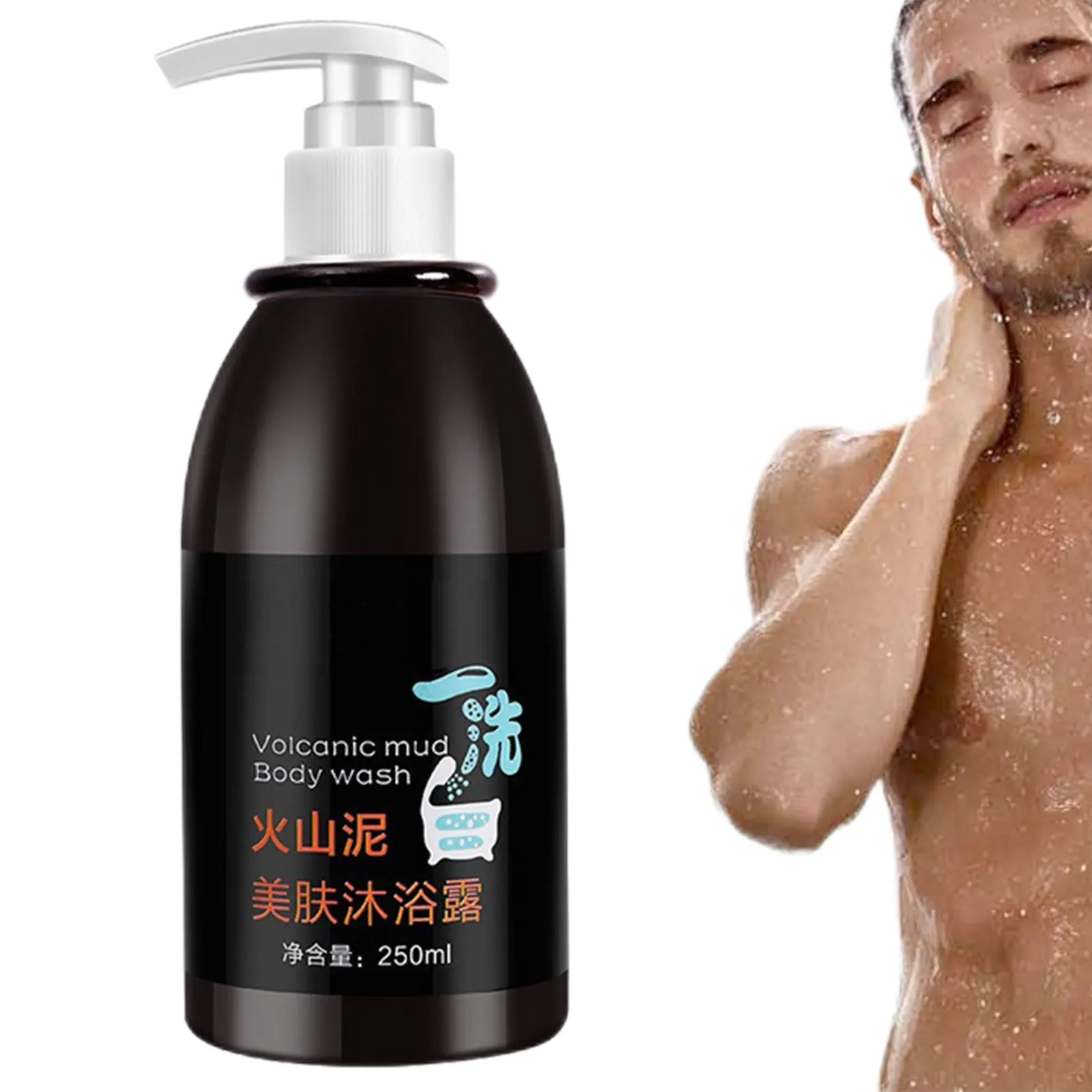 

Отбеливающий гель для ванны, гель для душа из вулканической грязи с насосом, 250 мл, натуральное средство для мытья тела, Глубокая очистка кож...