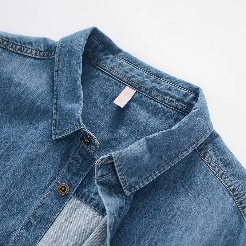 2021 New Men's Shirt Spring Washed Denim Shirt New Loose Denim Long Sleeve Shirt Men's Trendy Retro Shirts for Men Young