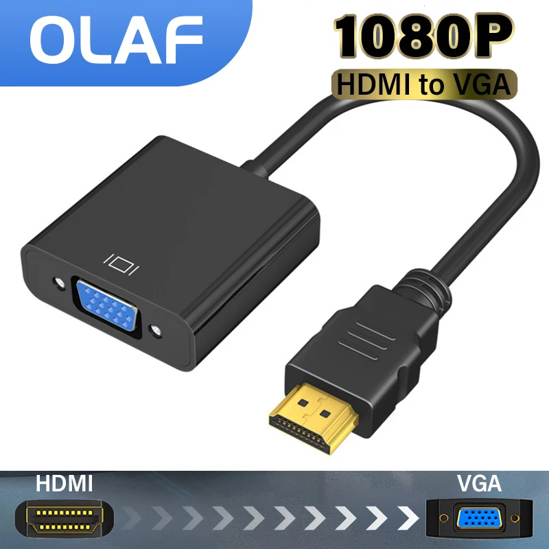 

Кабель hdmi-vga, преобразователь-адаптер HD 1080P с аудио адаптером питания для Xbox PS4, ПК, ноутбука, ТВ-приставки, проектора