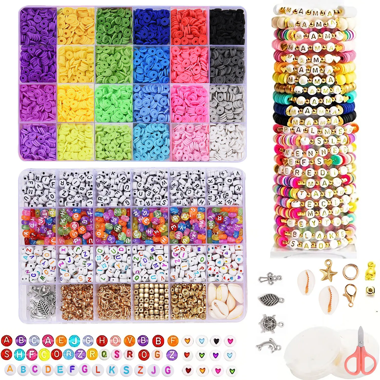 

2 шт. глина, полимерные бусины в коробке, раньше, браслеты, ожерелья, 24 цвета, самодельные Ювелирные наборы, подарки для девочек