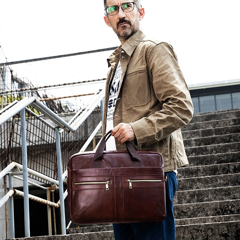 Men's Bags Briefcases Cowhide Shoulder Bag Handbag Genuine Leather Lawyer/office Bag for Men Laptop Bag Bag for Documents