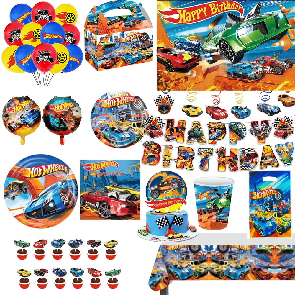 Посуда для дня рождения Hot Wheels автомобильная скатерть тарелка чашка воздушный