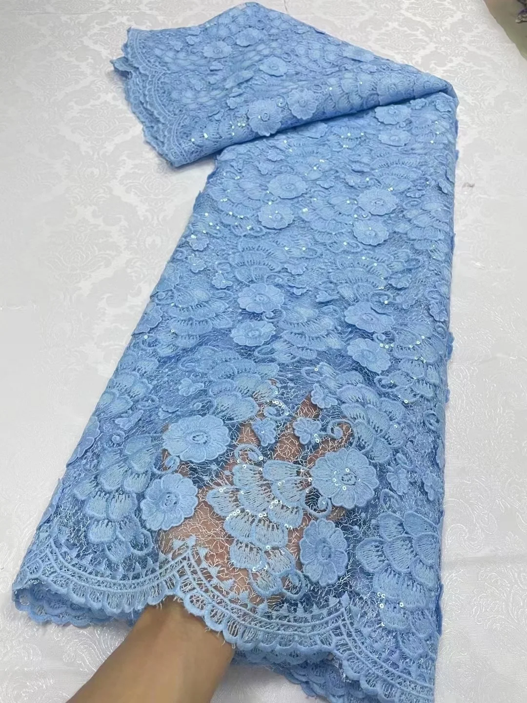 2024 многоцветная африканская Водорастворимая кружевная ткань с блестками