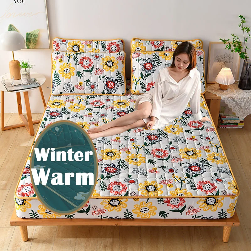 

Утолщенный чехол на матрас или наволочка, мультяшная натяжная простыня для дома, спальни, пододеяльник для кровати, теплый Эластичный ободок из хлопка