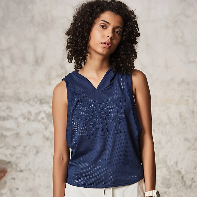 Summer Women's Sleeveless Breathable Hooded Hoodie Mesh Quick Dry Fitness Yoga Wear Running Workout Tops