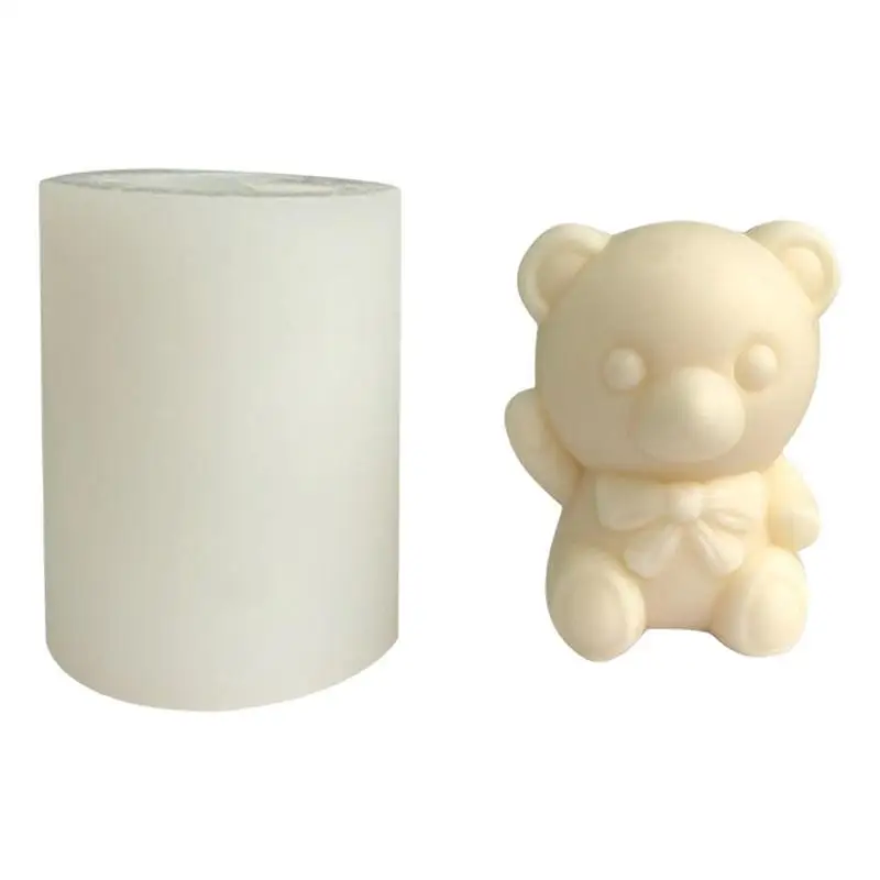 

Teddy Bear Mold Bow Tie Silicone Candle Mold for Candle Making Novelty Animal Shape Design Resin Mold for Soap Making Candle