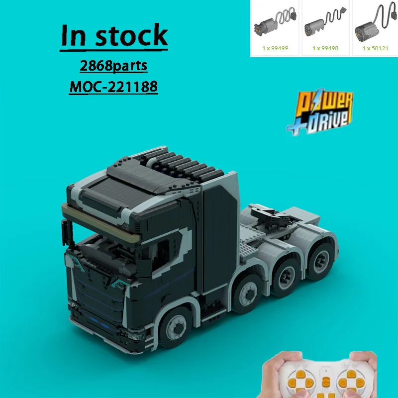 Фото MOC-221188 Грузовой транспортный грузовик 8X4Черный трактор Модель строительного блока 2868ДеталиMOC Креативный строительный блок для мальчиков и детей на день рождения, подарок №1