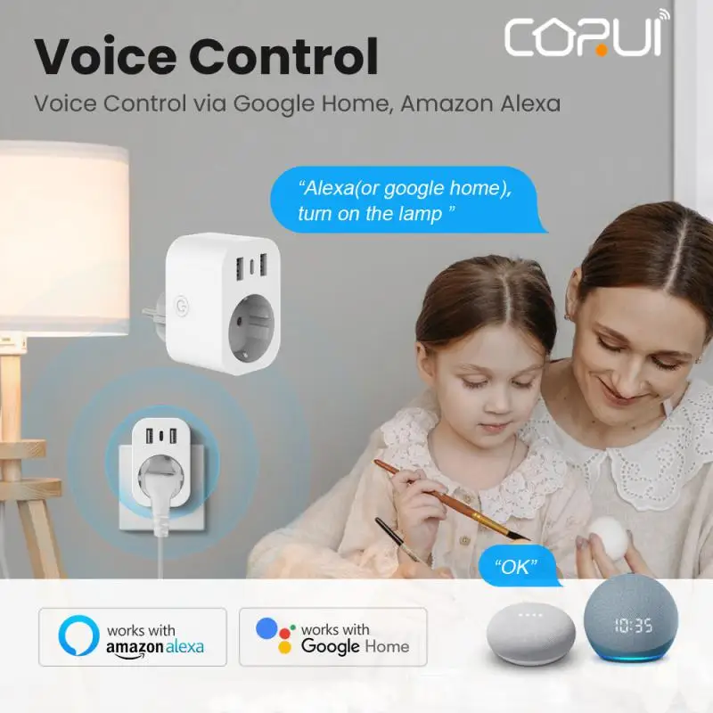 

CORUI Tuya WiFi 16A EU Smart Socket Smart Life Timer APP Remote Control Voice Control Alexa Google Home Assistant Smart Home