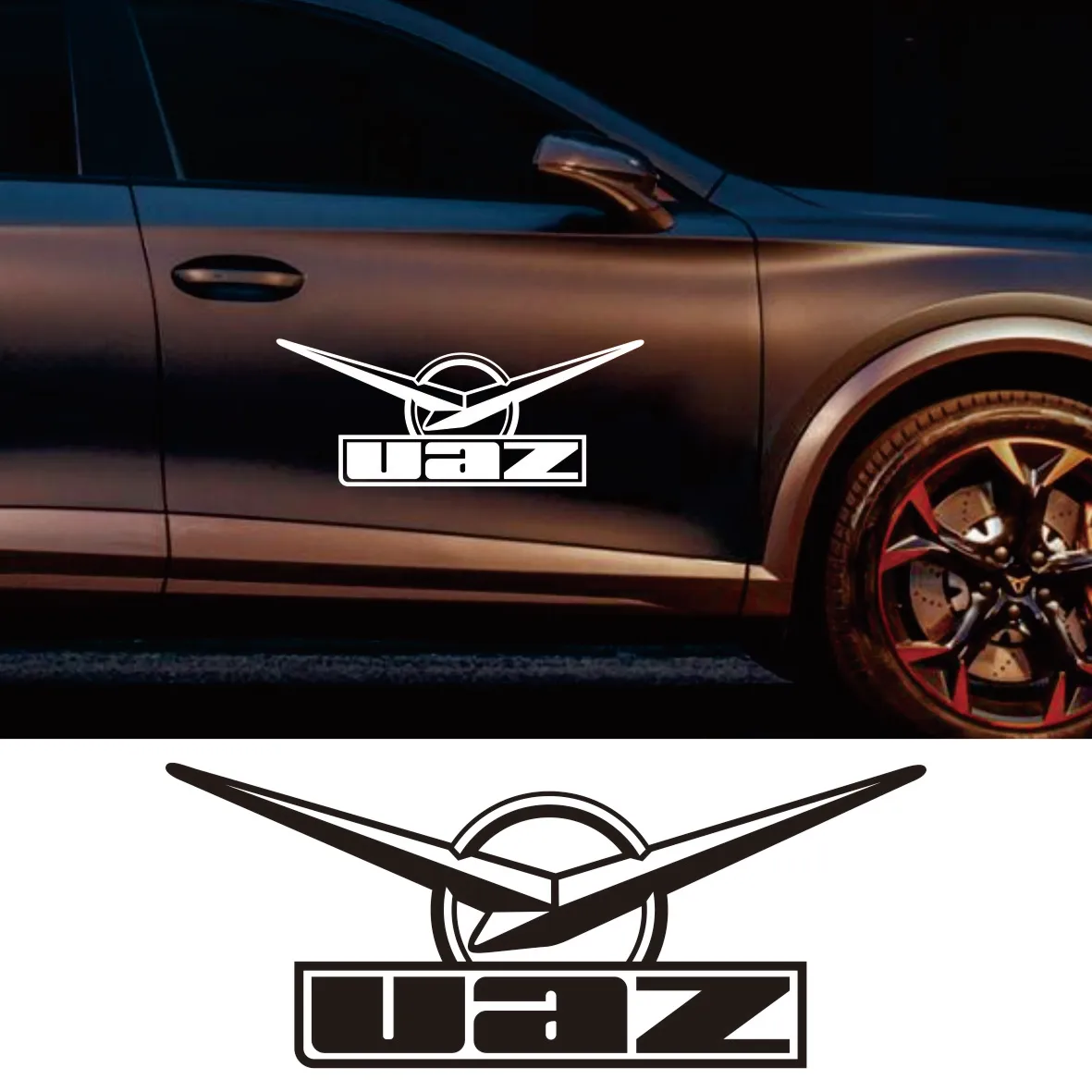 Various Sizes UAZ funny car sticker vinyl decal white/black auto stickers for bumper window decorations