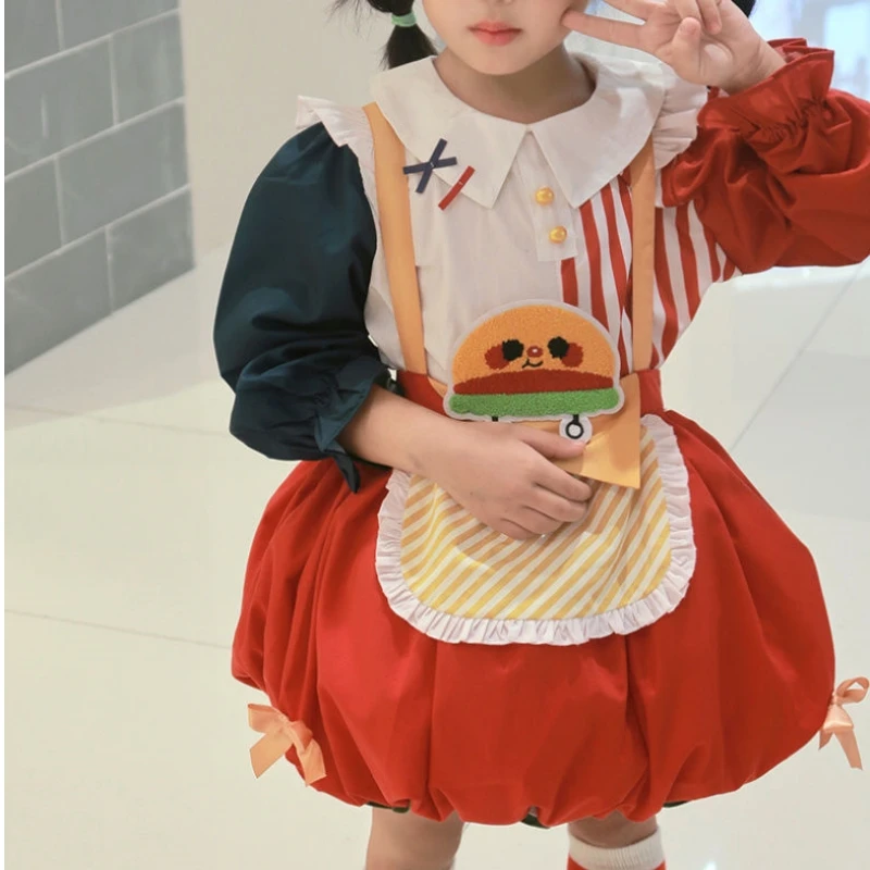 

Аниме кавайное детское милое платье допамина в комплекте с юбкой в виде бургеров для девочек