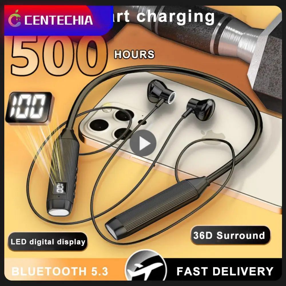 

Digital Display Headset Lightweight Neck-mounted Headphones Stereo Sports Game Earphones Type-c Charging 600mah