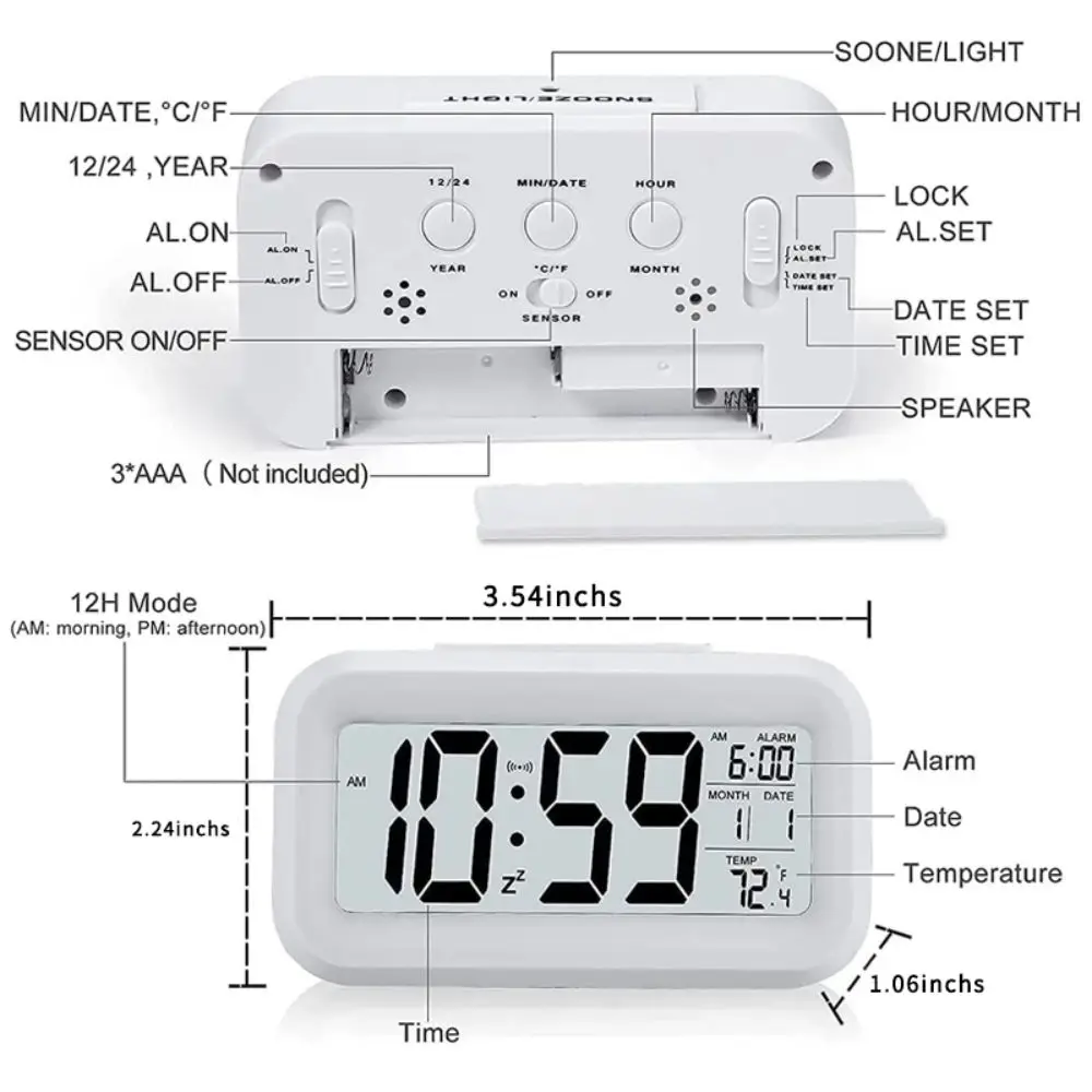 Цифровой будильник с подсветкой многофункциональная настольная электронная
