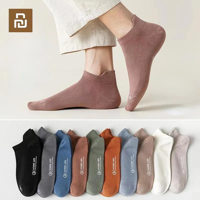 

New 5Pairs/lot Youpin Men's Cotton Socks New Breatheable Anti-Bacterial Man Ankle Socks Men Sports Socks Fashion Short Tube Sock
