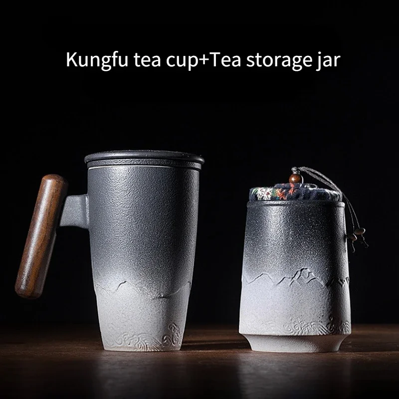 

Винтажный чайный набор Kungfu, ретро Керамическая чайная кружка, большая емкость, офисный фильтр, чашка для воды, высококачественные подарки для мужчин с подарочной коробкой
