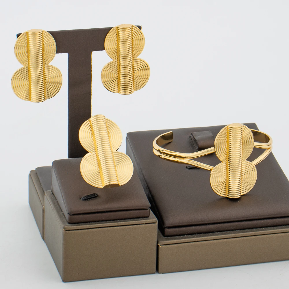 Ювелирные наборы из Дубая золотого цвета для женщин изысканный дизайн серьги