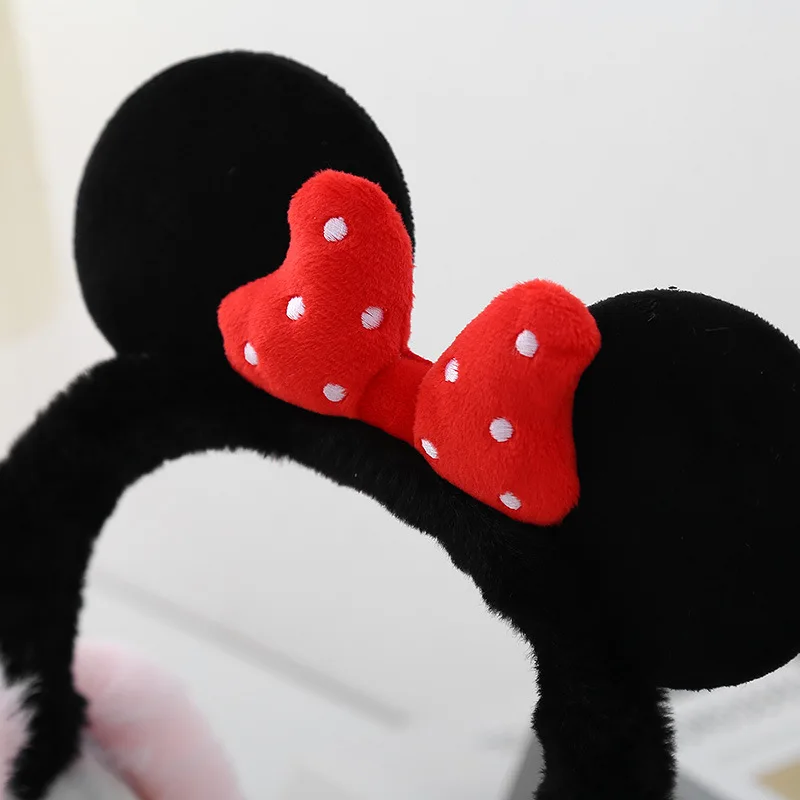 Новые зимние плюшевые наушники Disney с Микки Маусом в стиле аниме милый бант
