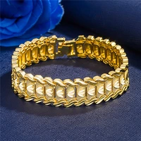 15mm wide thick mens bracelet wristband chain 18k yellow gold filled classic fashion link men jewelry gift vintage accessories