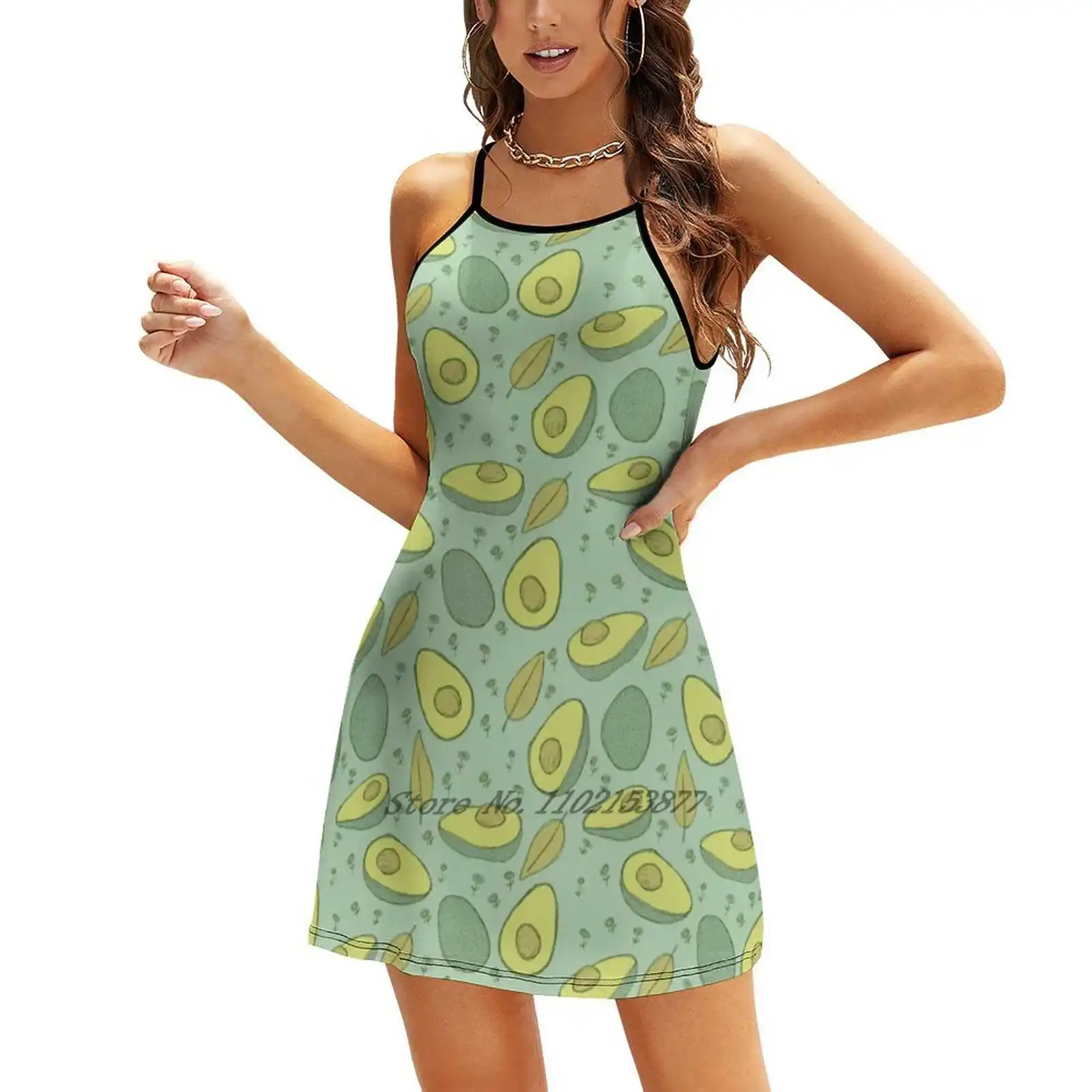 Свободное платье с карманами авокадо летнее сексуальное v-образным вырезом и