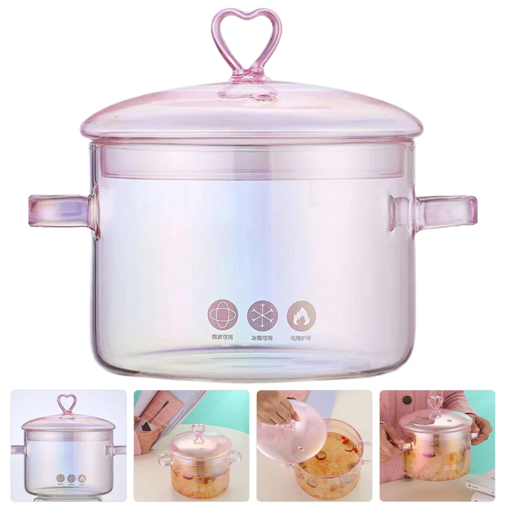

Pot Cookingwith Clear Noodle Soup Bowl Lidsimmerstew Stock Resistant Stovetop Saucepan Cookware Handle Stove Vintageglasses Two