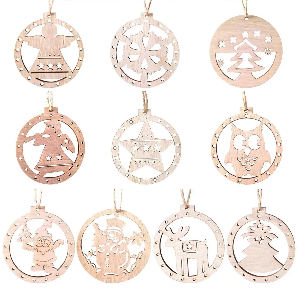 

3 шт., деревянные подвески для новогодней ёлки