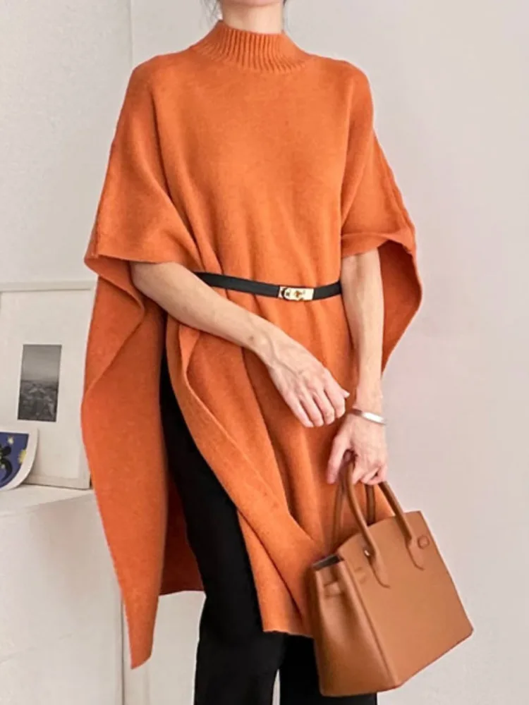 Женский Длинный пуловер с рукавом летучая мышь ложным воротником