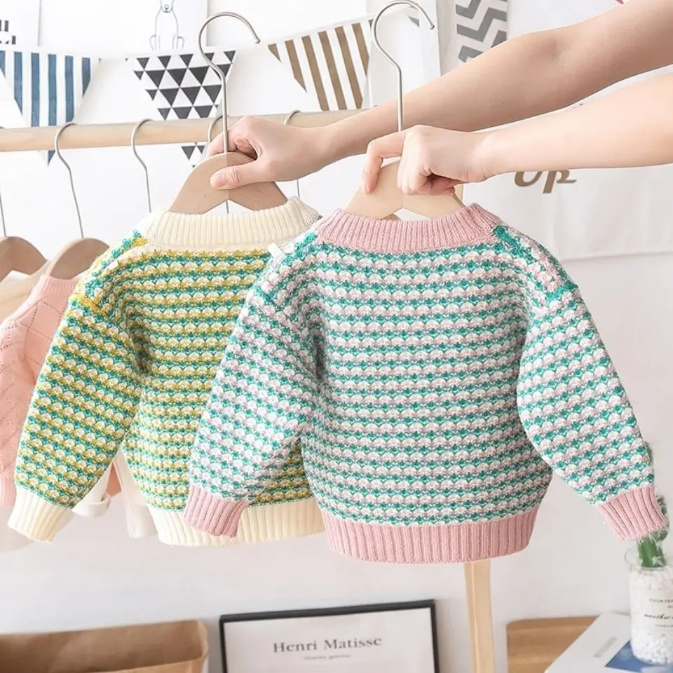 

Новинка 2022, Свитера для девочек, модная зимняя одежда на осень и зиму, утепленные свитера для малышей P6409