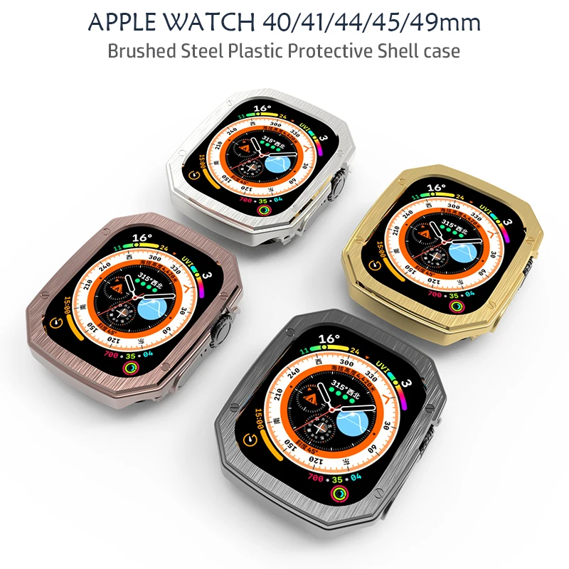 Cover for Apple Watch 8 7 45mm 41mm 40mm 44mm ultra 49mm PC Plating Brushed Drop-proof Protective Case for iWatch series 6 5 se