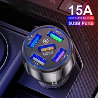 15a 5 ports usb car charge quick mini led fast charging for iphone 12 xiaomi huawei mobile phone charger adapter in car