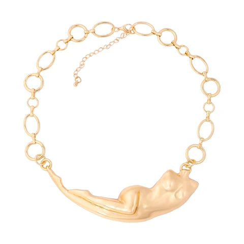 Металлическое ожерелье ZAA, кулон с фигуркой тела, ожерелье для женщин, массивные ювелирные изделия, чокер, ожерелья, аксессуары для шеи, новинка 2024
