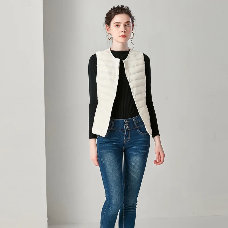 DEODAR New Causal Women 90% White Duck Down Vest Ultra Light  Portable Jacket Winter Waterproof Round Collar Sleeveless Coat
