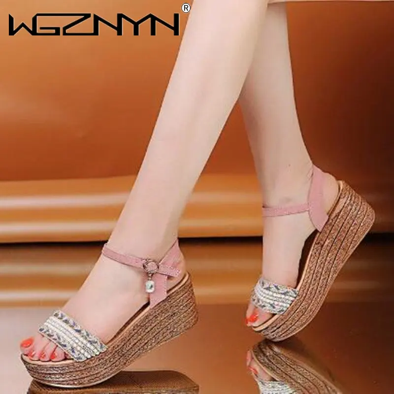 

2023 Summer Shoes Women Gladiator Sandals High Heels Platforms Wedge Sandals Woman Causal Women Shoes Bohemian Buckle Sandals