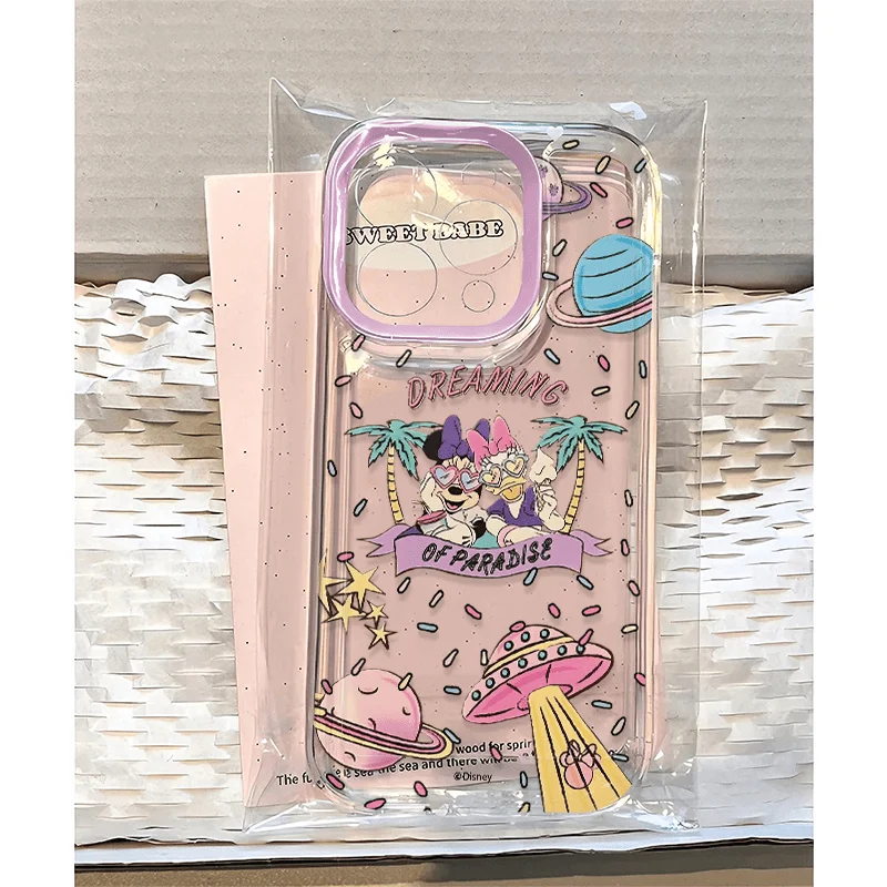 Прозрачный космический чехол для телефона Cute Disneys Donalds iPhone 11 12 13 14 15 16 Pro Max Mini X Xs XR 7 8