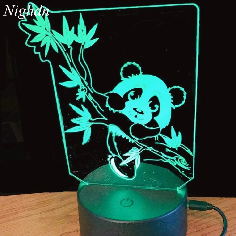 3D Panda Night Light Led Lamp Illusion Lights 7 Color Changing Touch Switch Baby Kids Decoration Lamps Gift Child Nightlight