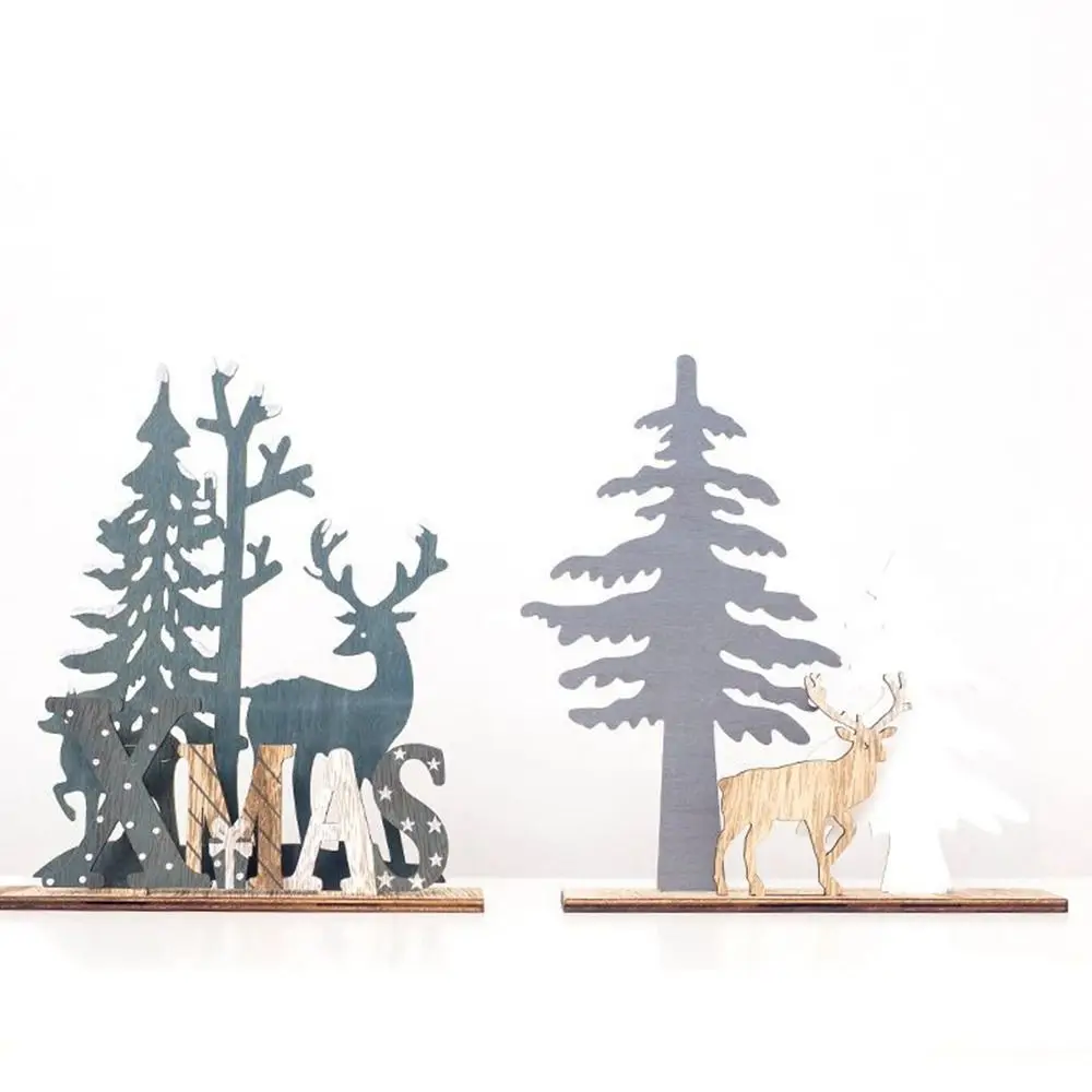 

Three-dimensional Deer Xmas Ornaments Santa Claus 3D Christmas Wooden Ornament Elk Decorative Christmas Decoration Kids Gift