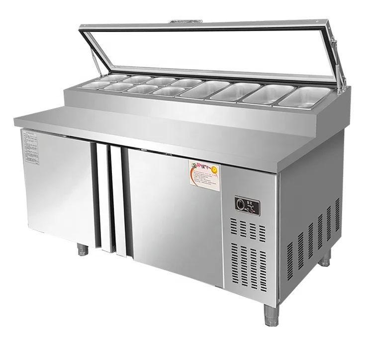 Single Temperature Salad Bar Pizza Counter Top Display Fridge Refrigeration Equipment Chiller Freezer