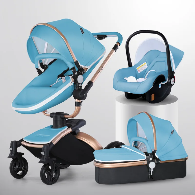 AGAPE High Landscape Baby Stroller 3 in 1 With Car Seat and Luxury Infant Set Newborn Trolley | Мать и ребенок