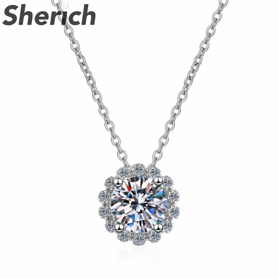 

Sherich Daisy 1 ct муассанит S925 Стерлинговое серебро цепь кулон ожерелье женщин гламур ювелирные изделия на шею 2022